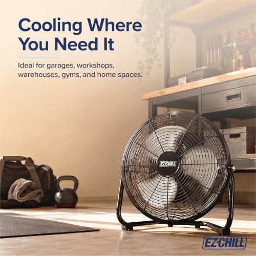 12-Inch All-Metal Floor Fan with 3-Speed & 180° Tilt - Black
