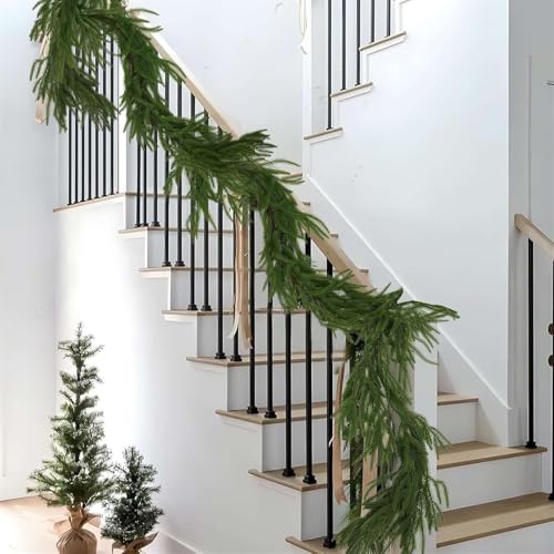 Heavyoff 6FT Artificial Norfolk Pine Garland Christmas Decor Faux Greenery