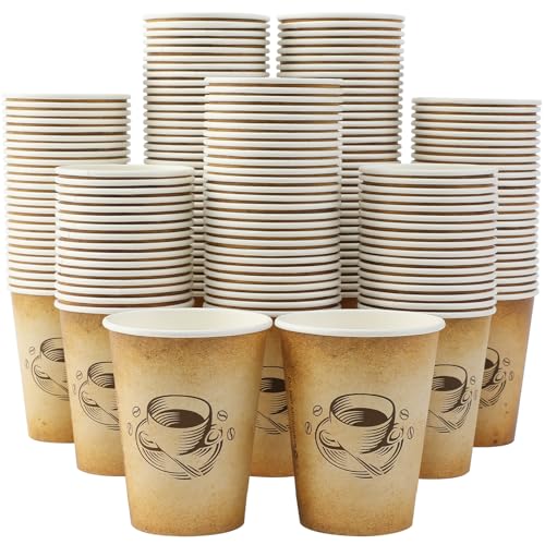 Disposable Paper Coffee Cups 12oz Retro Design 300 Pack - Clawsoff