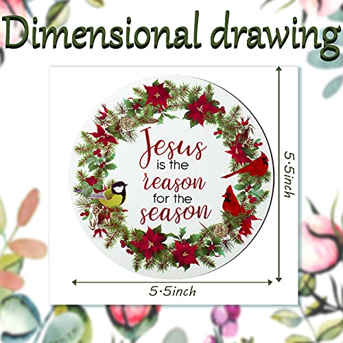 2 Pcs Christmas Car Magnets Decoration Jesus The Reason for The Season Wreath Reusable Car Magnetic Stickers Fun Garage Magnets for Door Refrigerator Fridge Mailbox Holiday Decor, 5.5 x 5.5 Inch