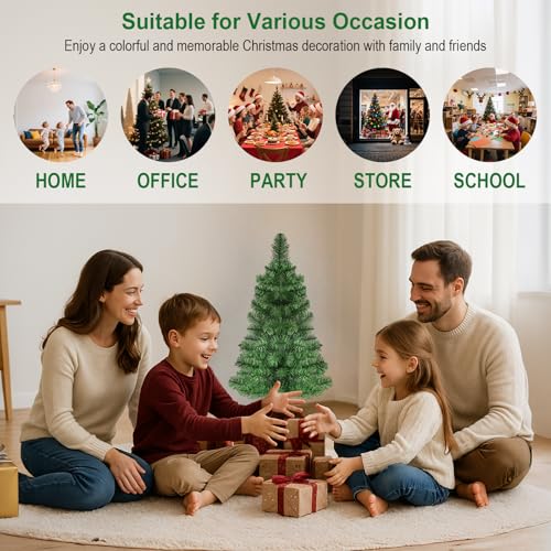 OULONGER 3ft Premium Artificial Mini Christmas Tree, Tabletop Green with Foldable Base, 160 Tips