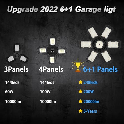 AUDLES 200W LED Garage Lights 4 Pack, Bright Ceiling Shop Lights, 6500K