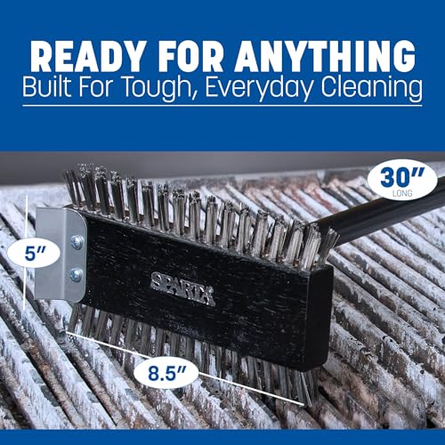 Heavy-Duty Stainless Steel Grill Brush & Scraper - 30.5 Inches, Black - Variation 1