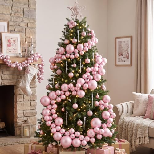 Motionchic 9 ft pink Christmas Ball Garland Ornament – 9 ft / Pink