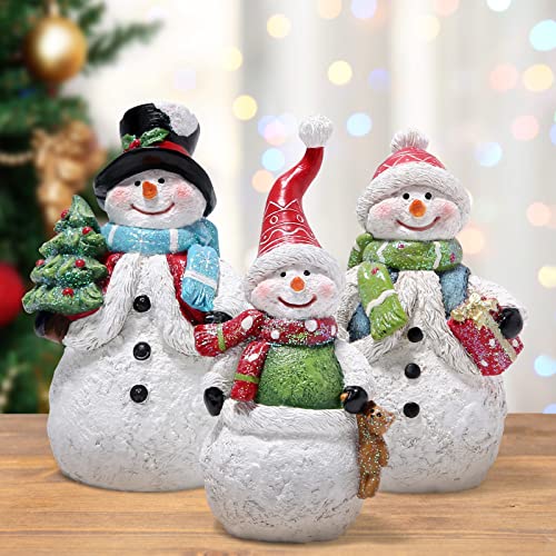 Hodao White 3PCS Christmas Snowman Family Decoration Figurines