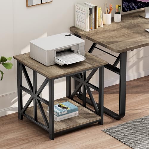 GreenForest Large End Table with X-Shaped Metal Frame for Living Room