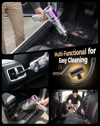 EOUMJE Cordless Handheld Car Vacuum Cleaner with 22kPa High Suction, Portable Mini Vacuum for Car, Home & Pet Hair, USB-C Rechargeable