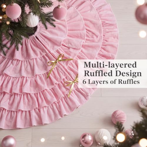 Velvet Christmas Tree Skirt 48 inch 5-tier Pink – Vertintong
