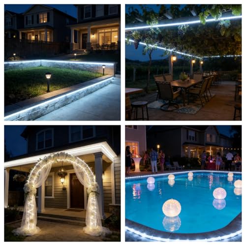 Tuanchuanrp 100Ft Waterproof LED Rope Lights Cold White for Outdoor Decorations
