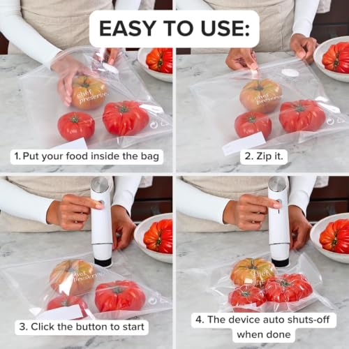 Handheld Vacuum Sealer with 10 Reusable Food Bags - Compact Food Saver Machine