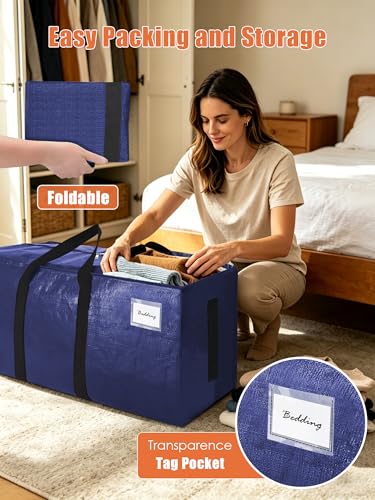 SWEET DOLPHIN 12 Pack Blue Heavy-Duty Moving Storage Bags 24 Gal 200LB