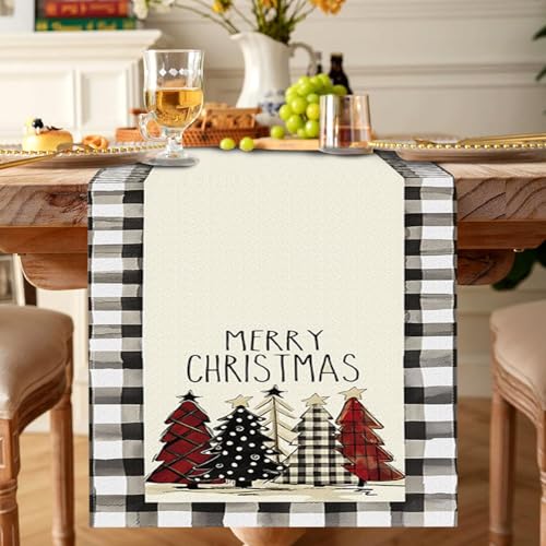White Christmas Tree Table Runner 13x72 Inches - Festive Holiday Decor