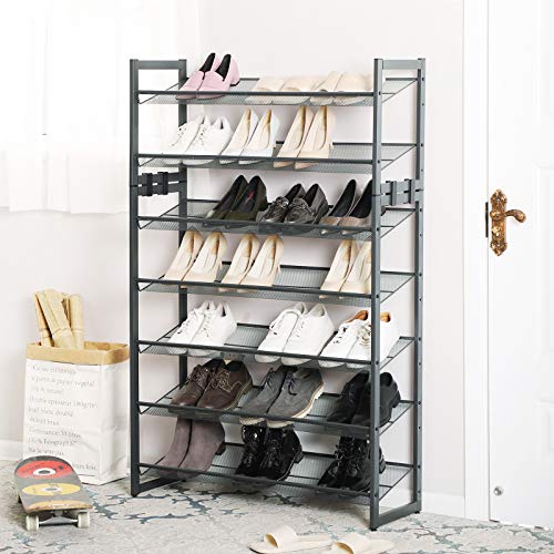 Charcoal Gray 5-Tier Metal Shoe Rack Organizer - Holds 20-25 Pairs