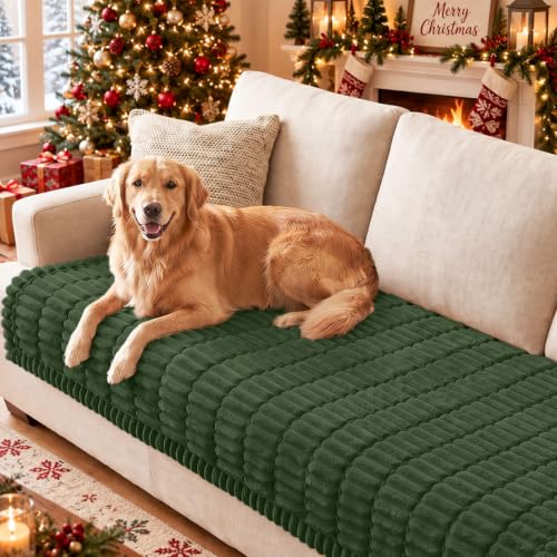 Couch Cover for Dogs, Washable Non Slip Plush Christmas Sofa Protector