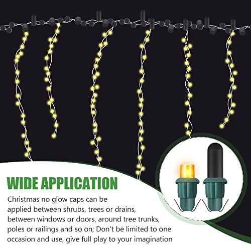 Zonon 100 Pieces Christmas Light Caps No Glow Caps Glass LED 0.18 Inch Light Blackout Caps Wide Glow Plug Caps Black Out Cover for Christmas Lights