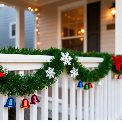 Yuubin 50Ft Green Christmas Garland Decoration Non-Lit Indoor Outdoor Holiday Wreath