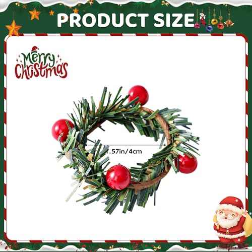 APTWOW Christmas Napkin Rings Set of 12 - Red Berry Wreath Napkin Holder, Holiday Christmas Napkin Rings for Table Decorations, Dinner Party, and Winter Weddings