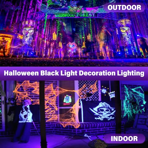GPRK 4 x 20W Rechargeable 395nm LED Black Light for Neon Glow Parties