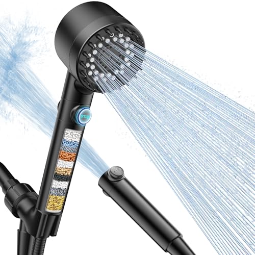 FEELSO Black Handheld Filtered Shower Head with High Pressure & Water Saving
