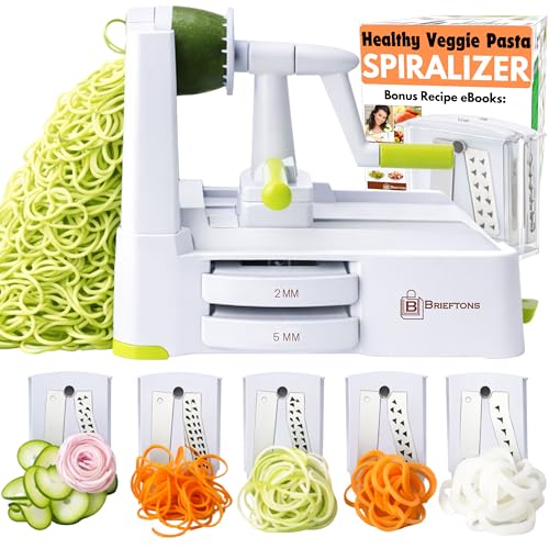 White 5-Blade Vegetable Spiralizer & Noodle Maker - Brieftons Kitchen Tool