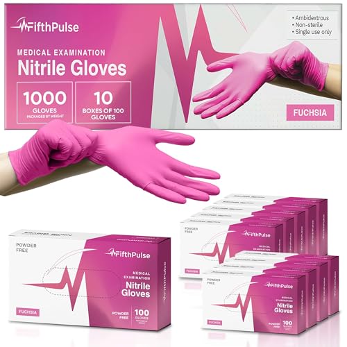Medium Pink Nitrile Disposable Gloves 3 Mil Medical Exam Powder Free - 1000 Count