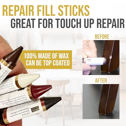 Wood Furniture Repair Kit with Polish, Light & Dark Wood Sticks & Cloth