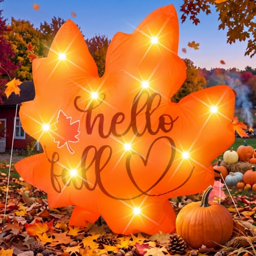 5.25ft Fall Maple Leaf Inflatable LED Thanksgiving Yard Decor - Outdoor Festive Decoration