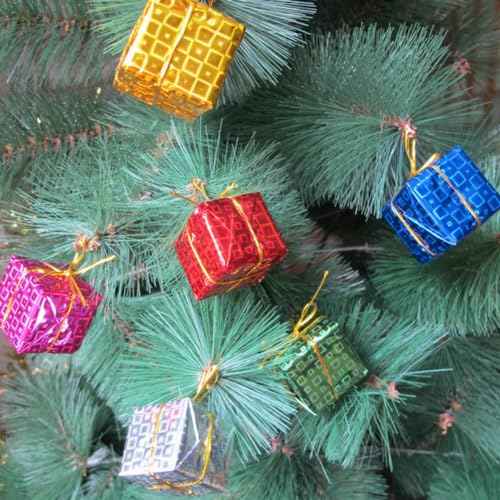 24PCS Shiny Mini Boxes Ornaments£¬Christmas Tree Decoration,Metal Foil Wrapped Ornaments£¬for Christmas Tree Hanging Decorations