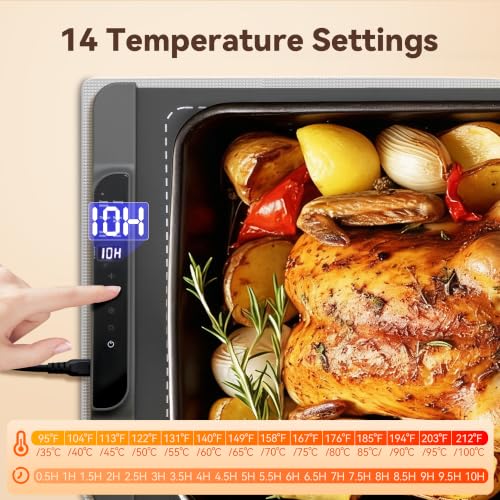 Ieuan Extra Large Food Warming Mat 36x15 Inches Gray with Timer & Temperature Control