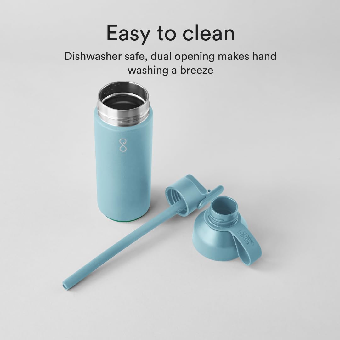 Ocean Bottle Go 17 oz | Stainless Steel Water Bottle | Reusable & Sustainable | Keeps Drinks Cold & Hot | Eco Friendly Gift (Sky Blue)