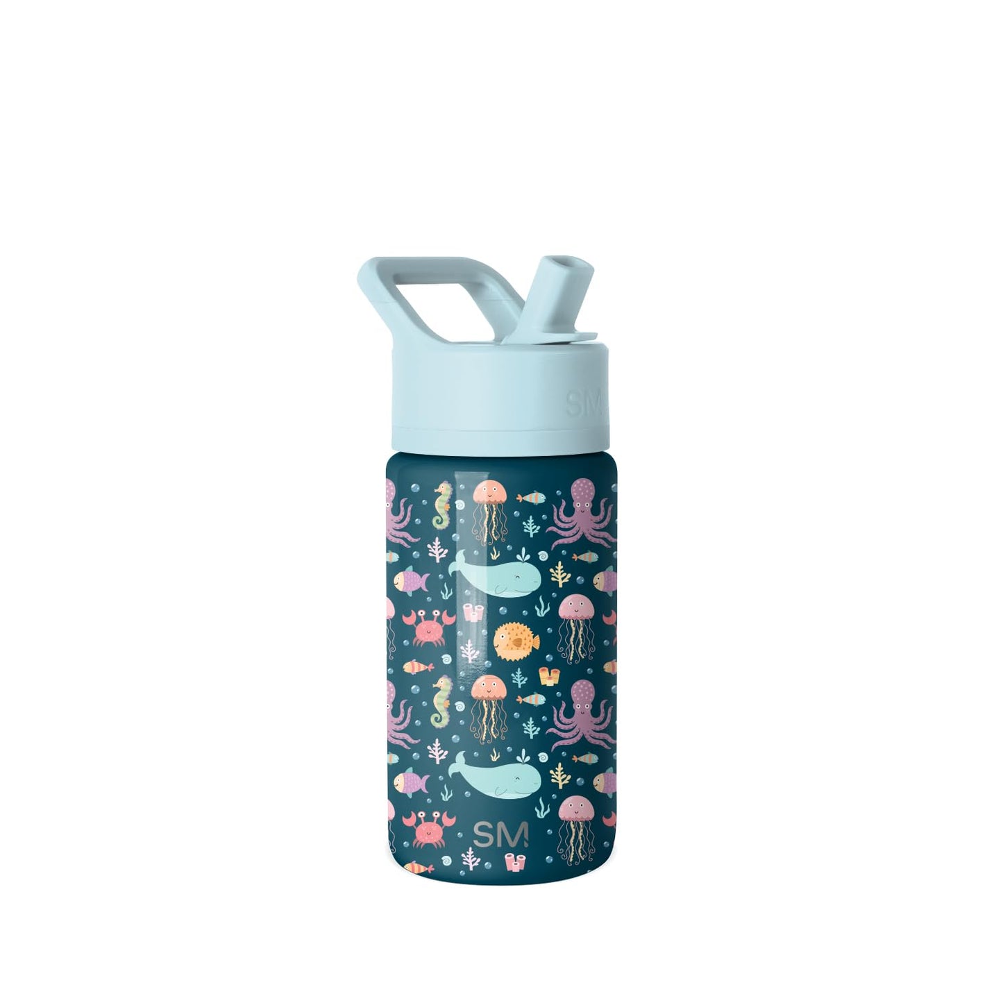 Simple Modern Kids Summit Water Bottle with Straw Lid | 14oz Stainless Steel Cup Insulated Tumbler for Toddlers, School | Under the Sea