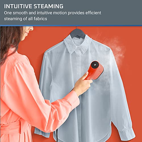 Travel Handheld Garment Steamer 1150W with Reversible Velvet & Lint Pad - Red