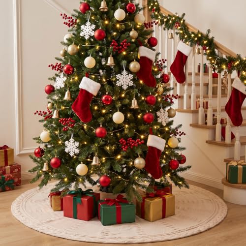 Benjia 120cm/48in Knitted Christmas Tree Skirt Braided Cable Knit Green