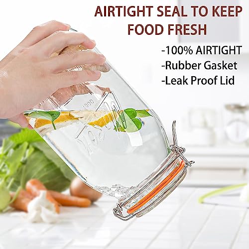 Anwoi 64oz Wide Mouth Glass Mason Jars with Airtight Lids - 3 Pack