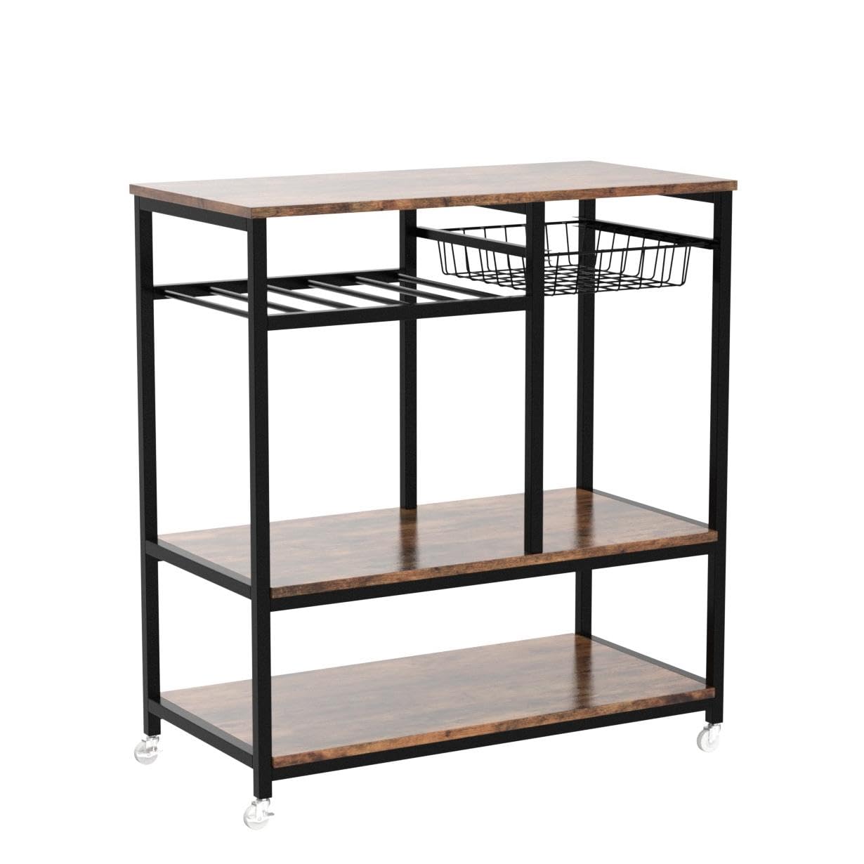 soges Kitchen Baker's Rack Kitchen Cart Utility Storage Shelf Microwave Oven Stand Storage Shelf Rustic Brown YL-D5002