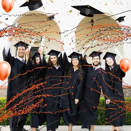50 Pcs Halloween No Mess Confetti Popper Hand Throw Streamer Popper for Christmas Xmas Bulk Birthday Party Colorful Party Confetti Supplies(Black, Orange)