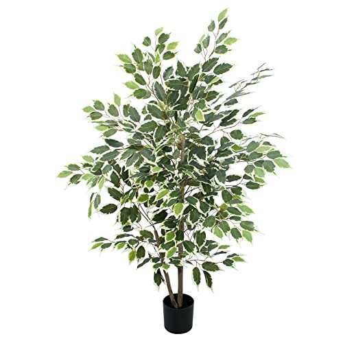 4 FT Artificial Ficus Tree with Pot - Lifelike Indoor/Outdoor Faux Plant