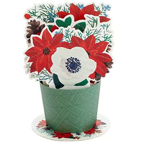Hallmark Paper Wonder Displayable Pop Up Christmas Card (Poinsettia Bouquet)