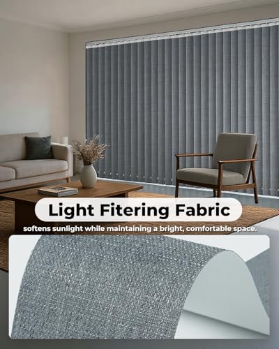 Room Darkening Grey Vertical Blind Replacement Slats 3.5" W x 82.5" H - 25 Pack, UNISHADES