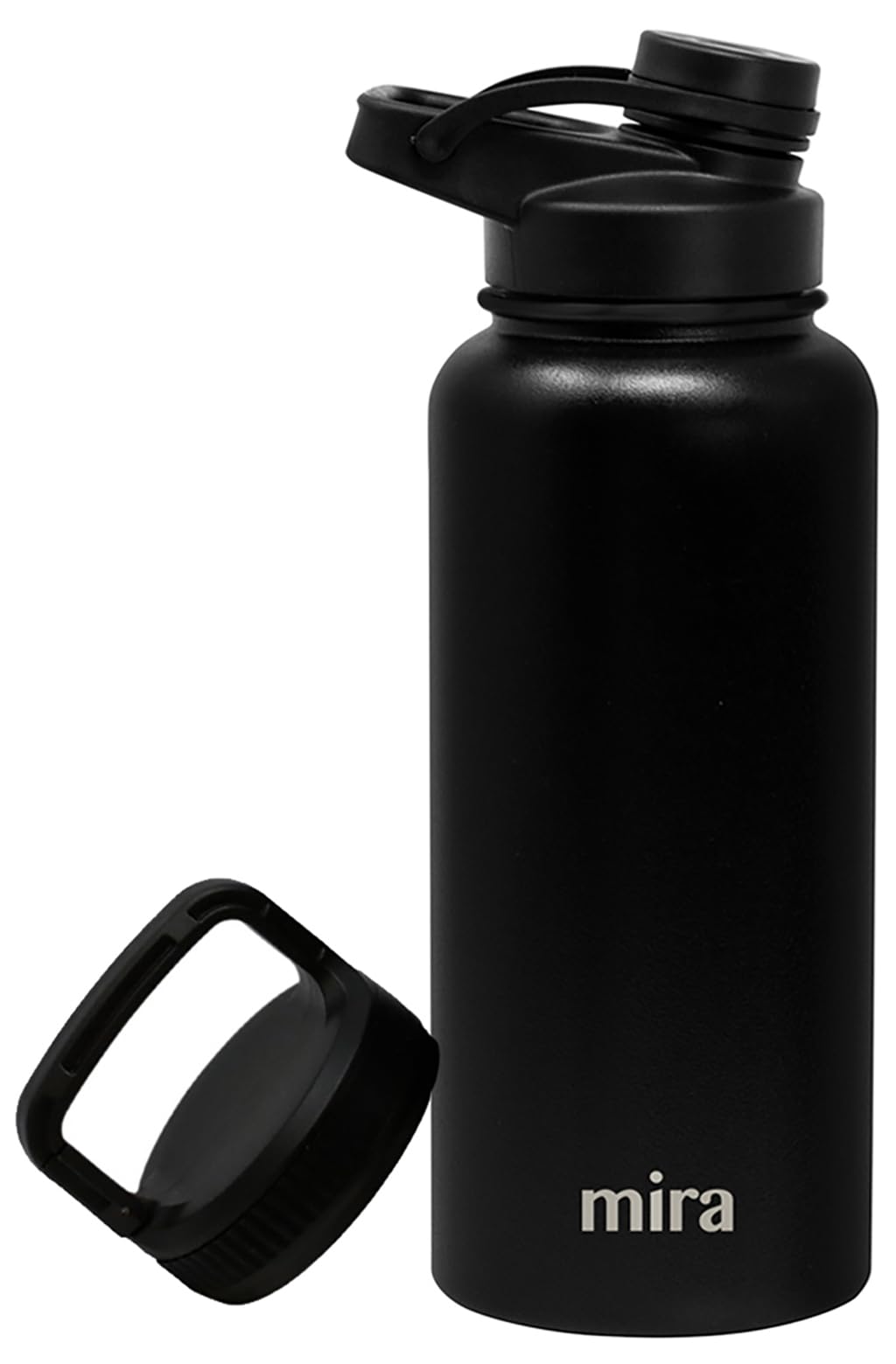 MIRA 32 oz Insulated Sports Bottle - Stainless Steel Temperature Control Thermo - Easy-Drink Spout (24Hr Cold/12Hr Hot) - Black