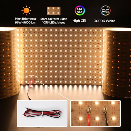 3000K Warm White LED Backlight Sheet - Flexible, Cuttable, 6.56Ft IP20, for Countertop & Marble