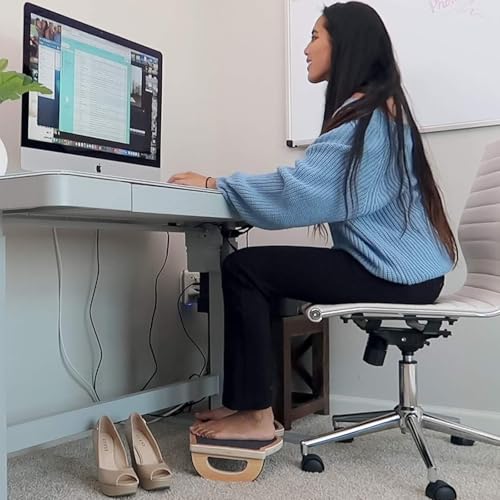 StrongTek Wooden Rocking Footrest 18x11 Inches, Anti-Slip Desk Footrest, Supports 350lbs