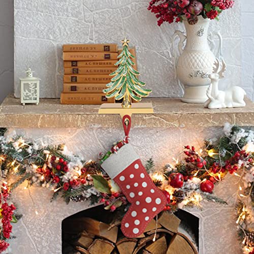 JUSTOTRY Christmas Stocking Holders for Mantle Gold & Green Xmas Tree Decoration