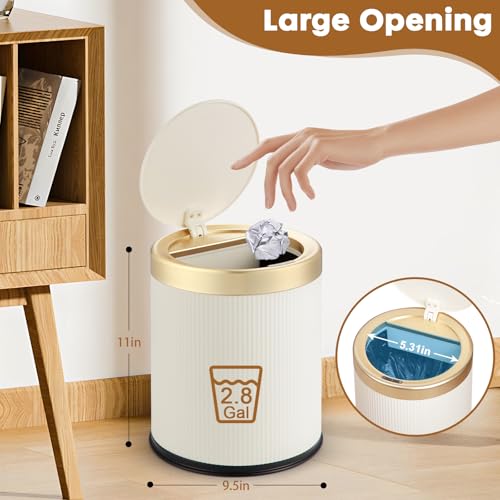 Automatic Bathroom Trash Can with Lid - Motion Sensor, 2.8 Gallon, White