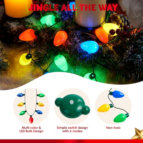 JOYIN 9-Bulb LED Light Up Christmas Necklace – 6 Modes, Variation 1