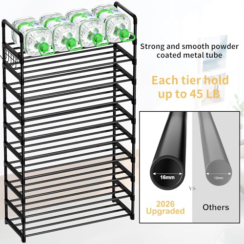 SRRSO Black 10-Tier Metal Shoe Rack Organizer for 40-45 Pairs, Tall Closet & Entryway Storage