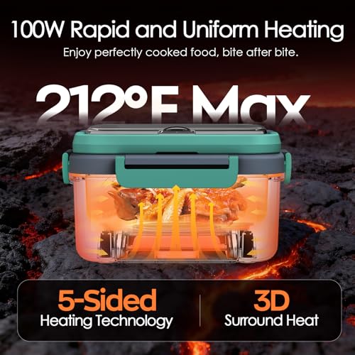 Cordless Electric Lunch Box 6.3 Cups Self-Heating with 20000mAh Battery - Grey & Lake Green / 1Pack