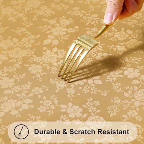 Smiry Round Table Cloth, Waterproof Heavy Duty Vinyl Tablecloths, Wipeable Washable Table Cover for Kitchen and Dining Room (Gold, 60" Round)