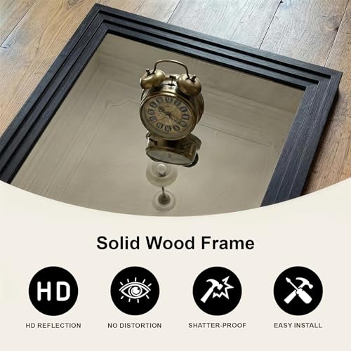 Wooden Black Framed Bathroom Vanity Mirror - 24x36, Rustic Farmhouse Style - Variation of Wooden Black / 36"L x 24"W