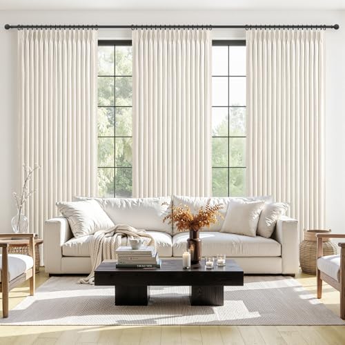 Blackout Linen Curtains Set - 50W x 96L, Birch, 2 Panels, Thermal Insulated